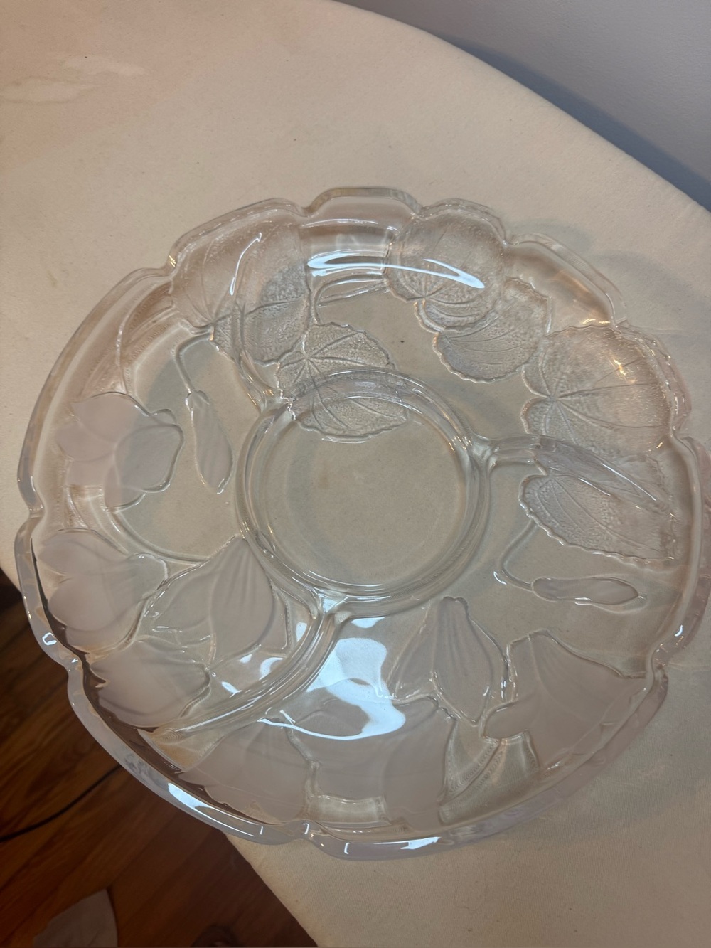 Clear Floral Glass Serving Platter - Decorative Home Dining